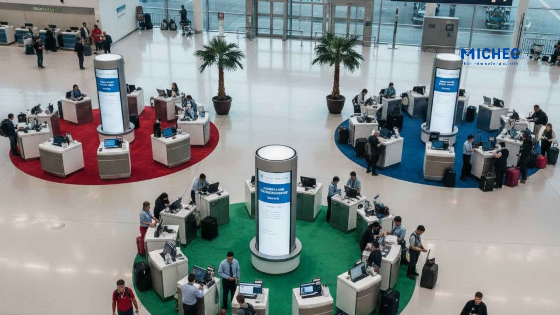 Cách 3 Phân Luồng Và Bố Trí Nhiều Quầy Check In