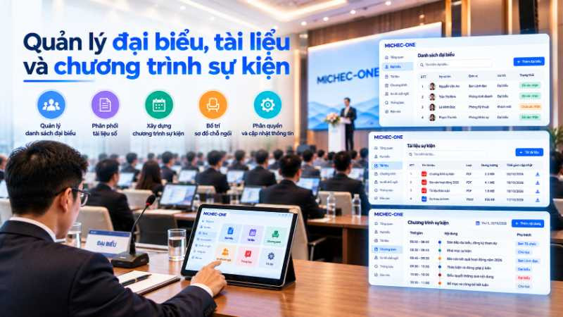 Hỗ trợ tổ chức sự kiện bằng việc quản lý đại biển, tài liệu